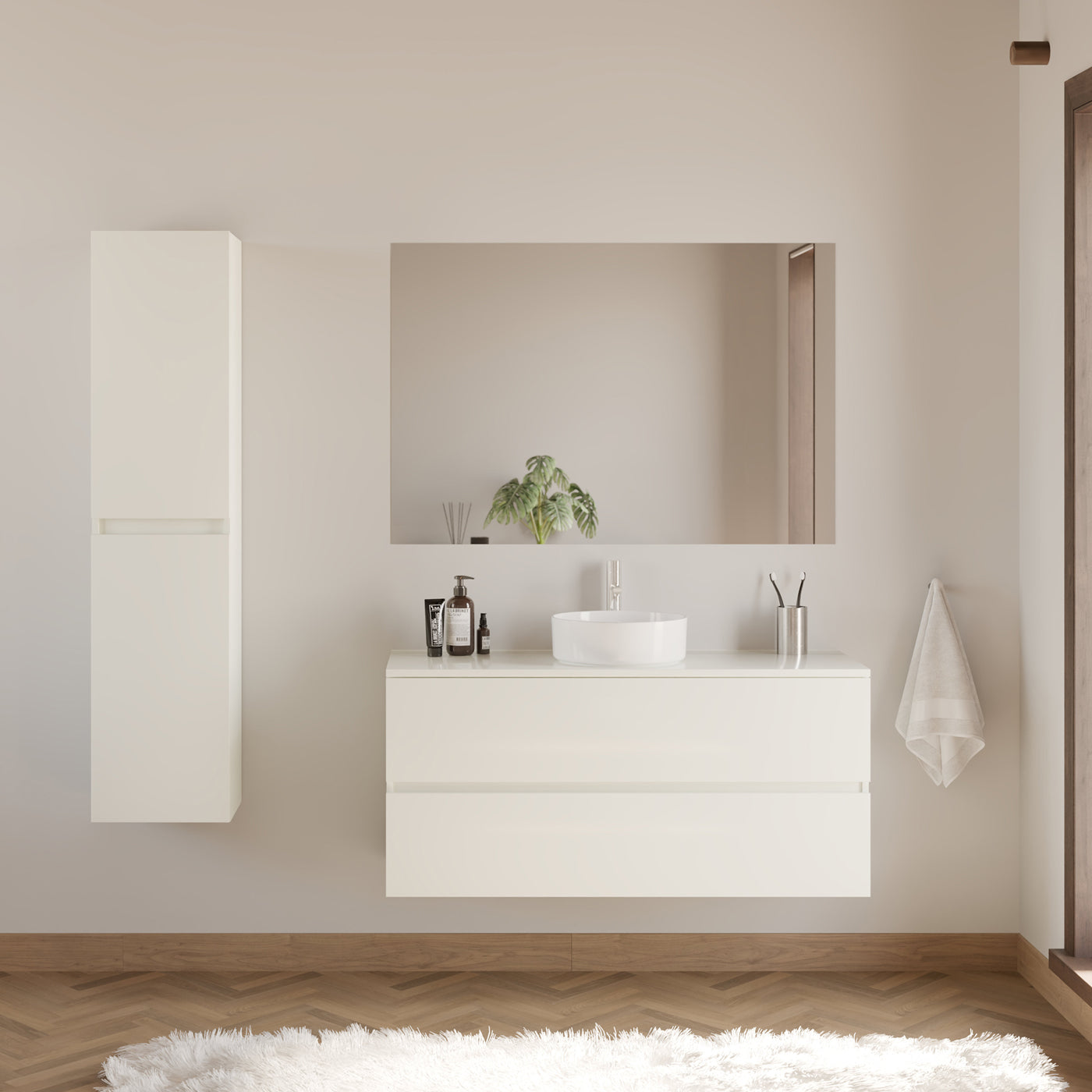 Meuble de salle de bain IDA 120 cm vasque ares blanc scene