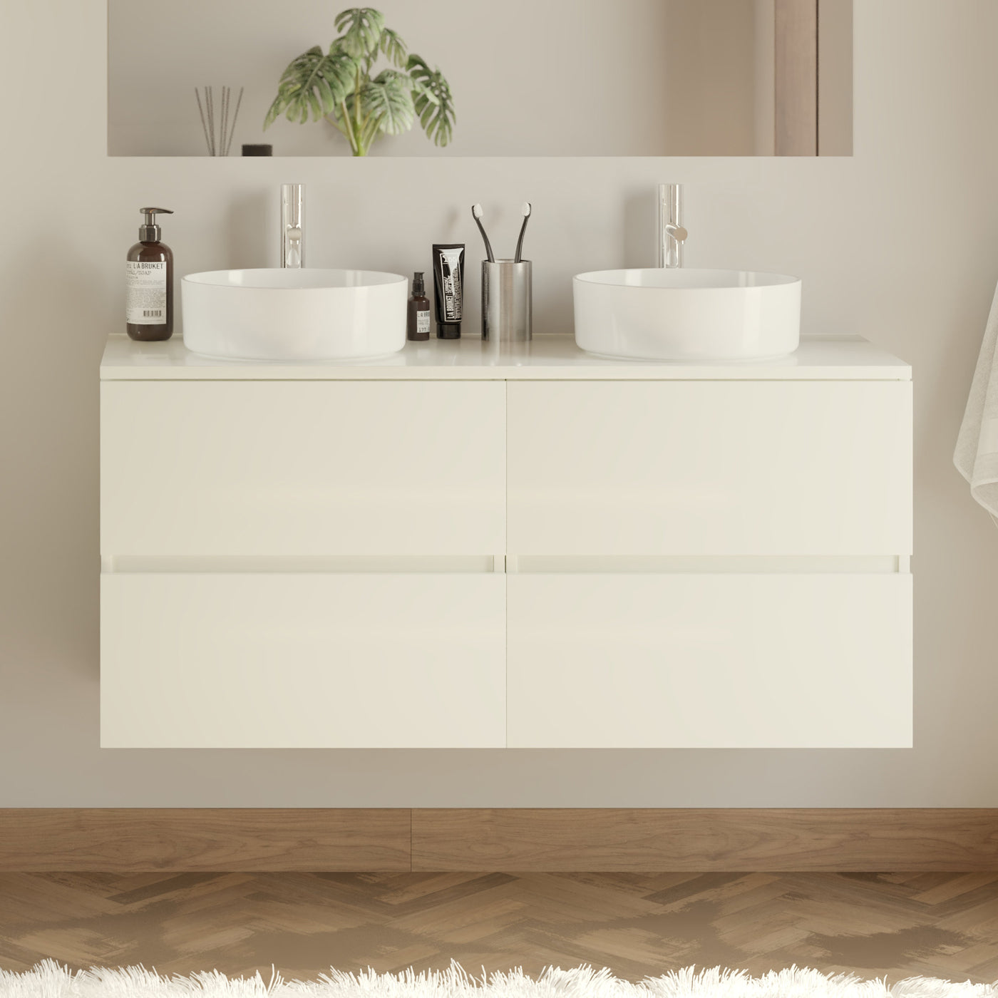 Meuble de salle de bain IDA 120 cm double ares blanc sans miroir