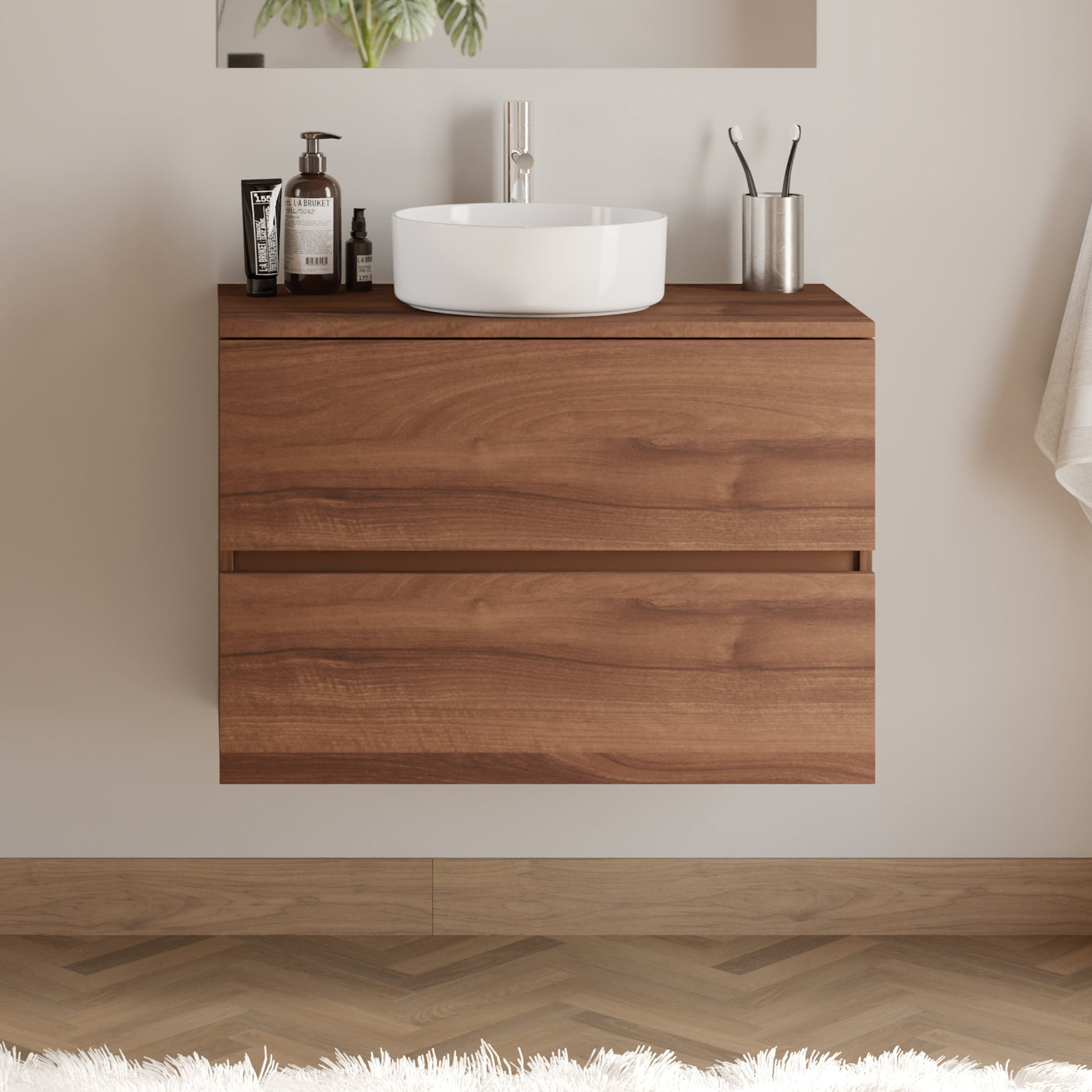 Meuble de salle de bain IDA 70 80 cm vasque ares nogal sans miroir