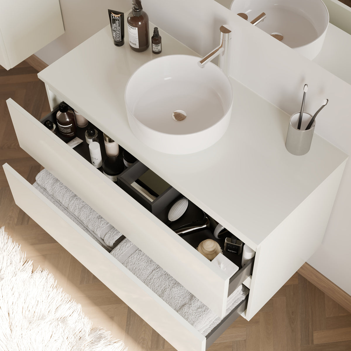 Mueble de baño IDA 90 100 cm ares blanco vista superior