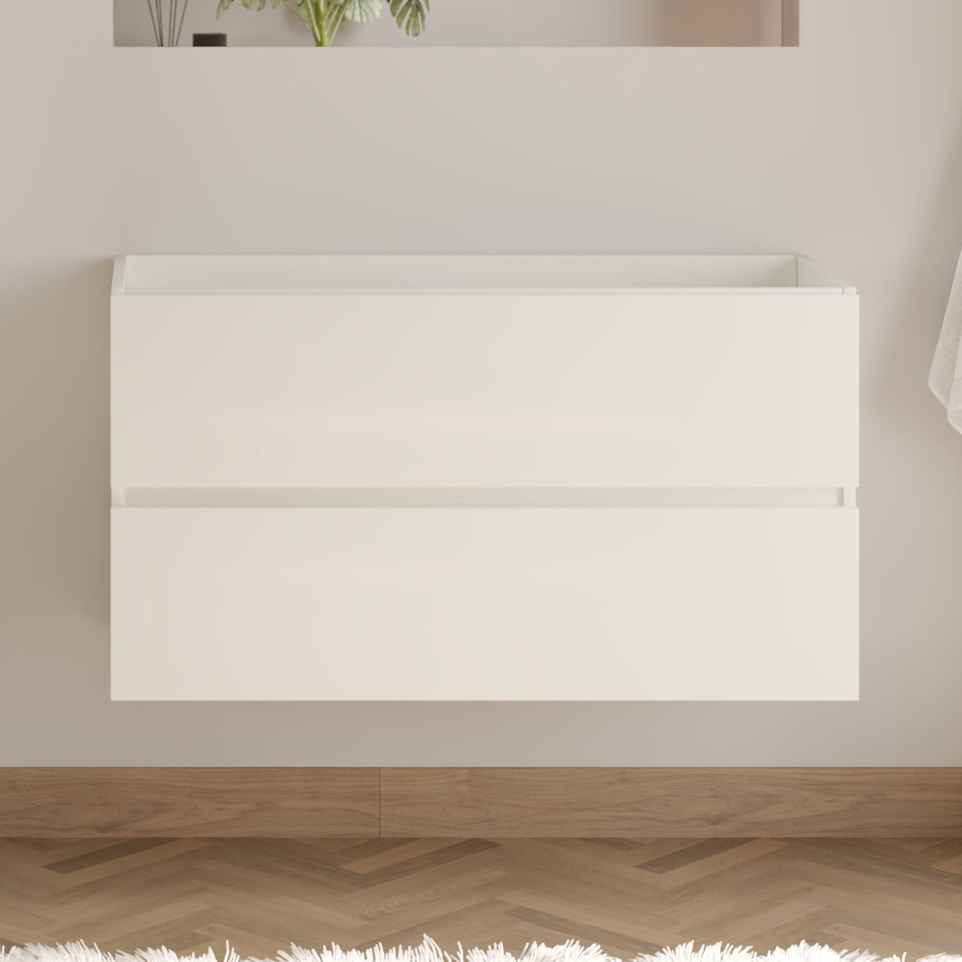 Meuble sous vasque seul, 2 tiroirs, 100cm, pour simple vasque - IDA