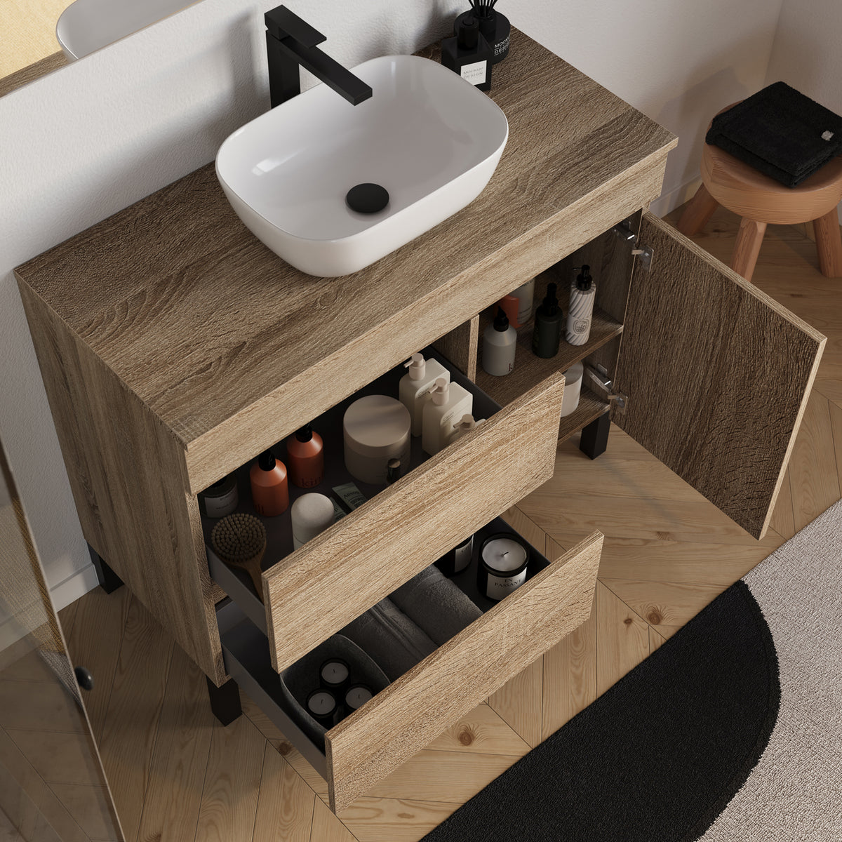 Mueble de baño LAZARO 100cm cambrian lavabo ares vista superior