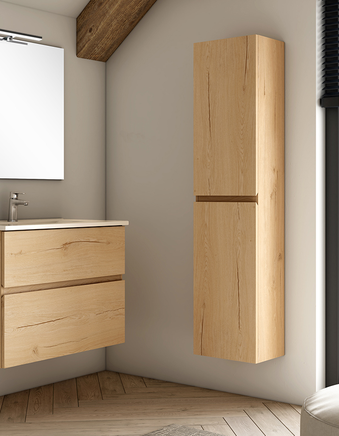 Meuble de salle de bain MIG 60 70 80 100 cm roble avec colonne