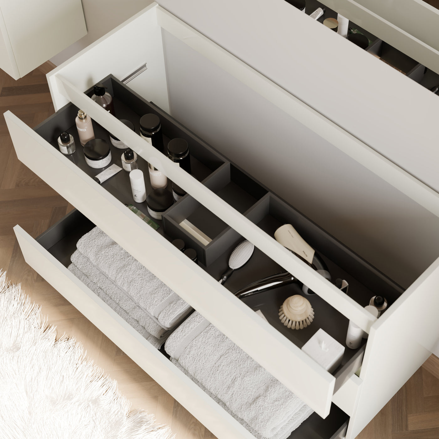 Meuble de salle de bain MAYOR 120 cm blanc meuble seul vue de dessus