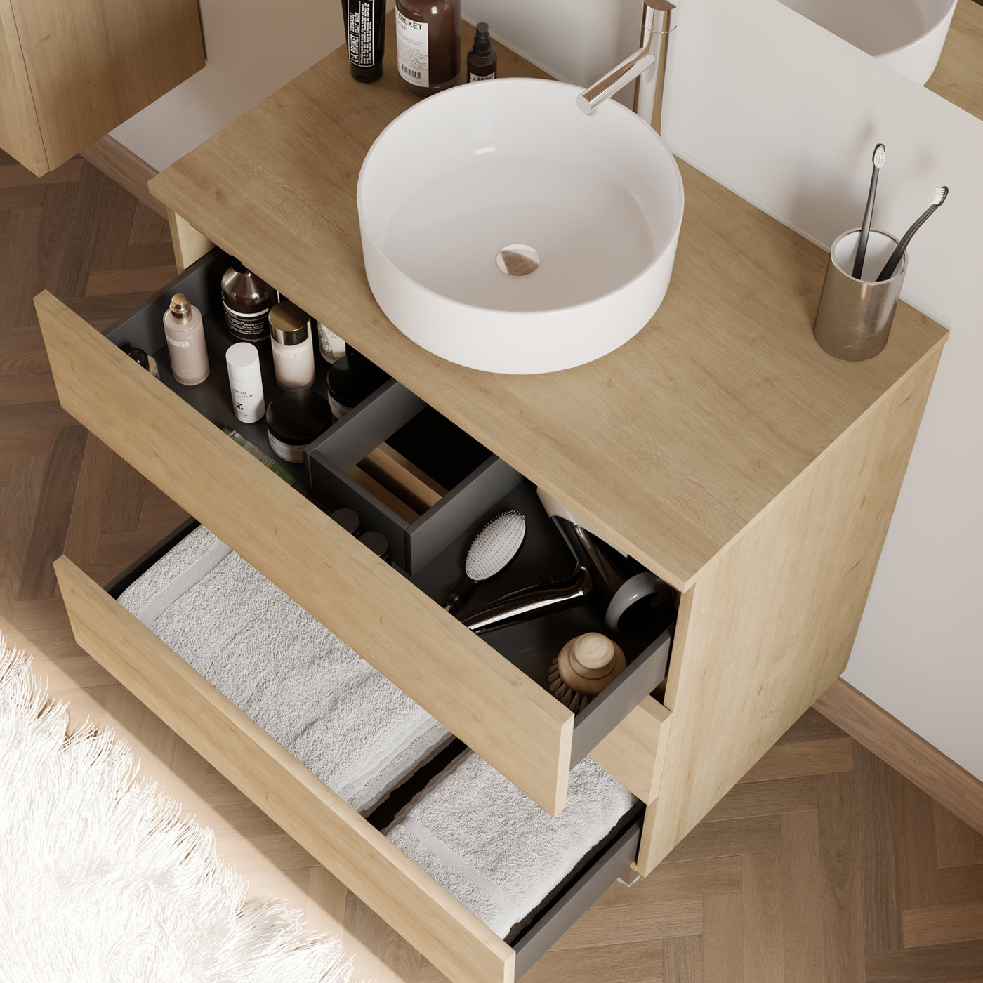 Meuble de salle de bain MAYOR 70 80 cm vasque ares nebraska vue de dessus