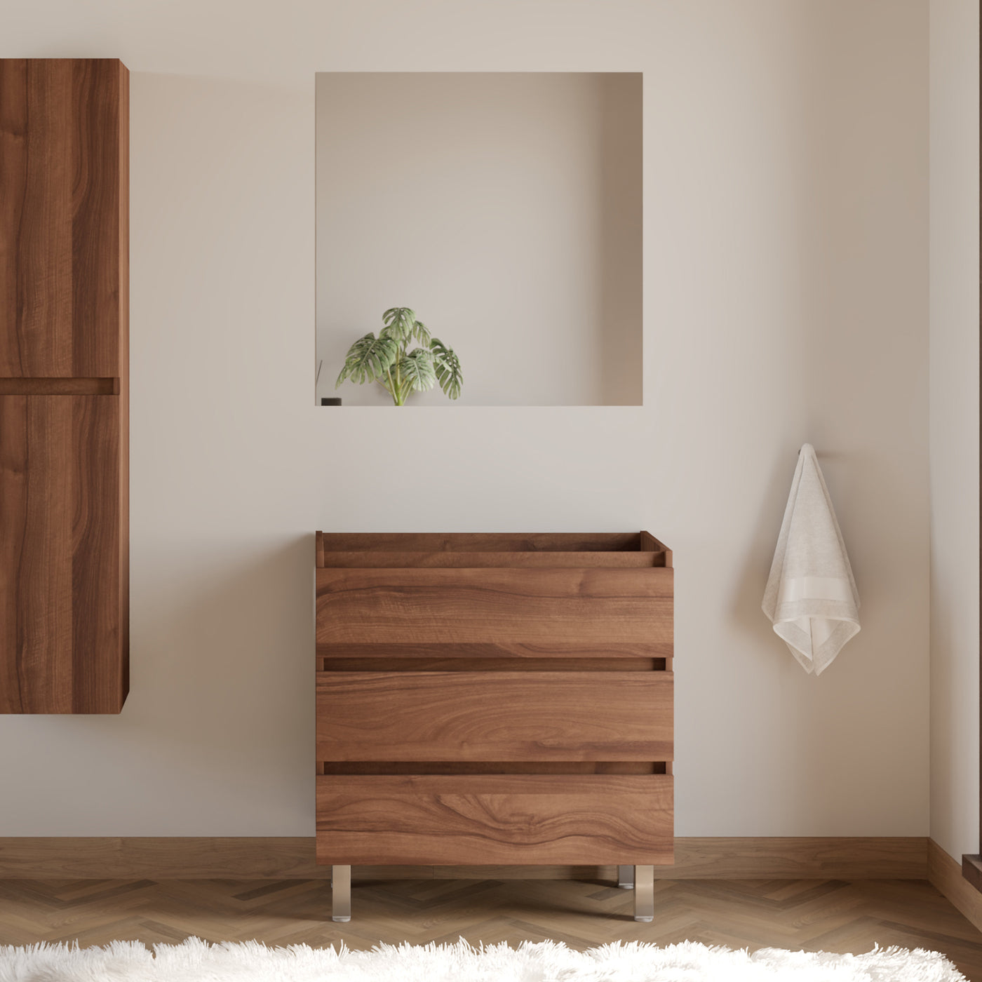 Meuble sous vasque seul, 3 tiroirs, 70cm, pour simple vasque - MAYOR
