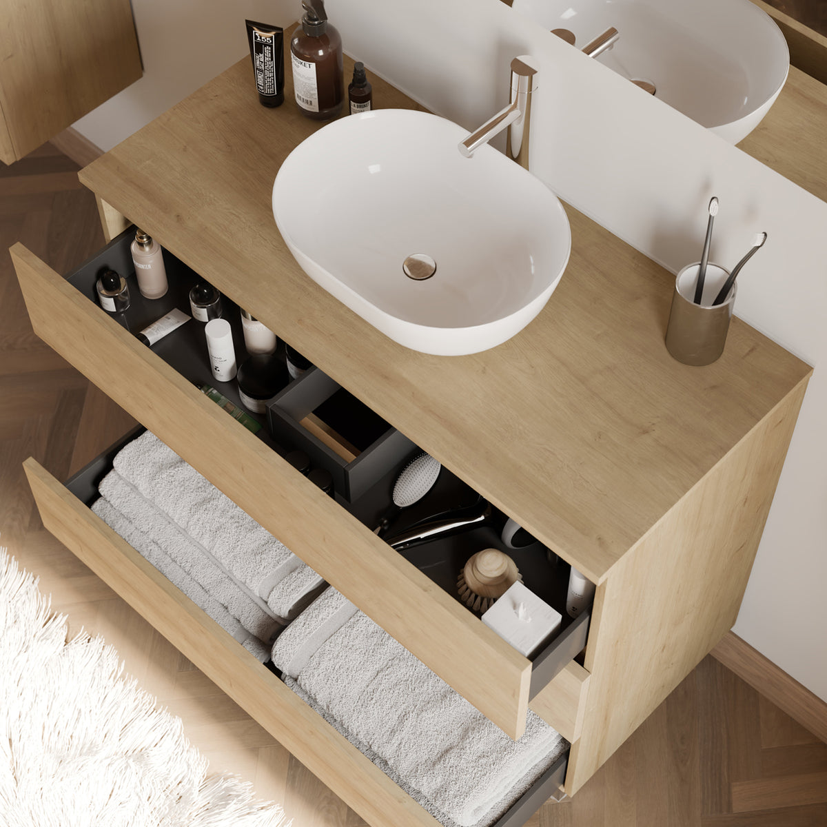 Meuble de salle de bain MAYOR 90 100 cm Nebraska vasque zeus vue de dessus