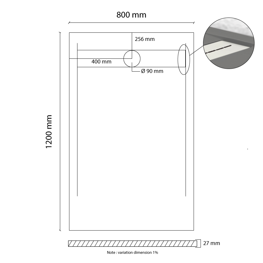 Receveur de douche en résine extra plat à poser 80x120cm - ARHUS