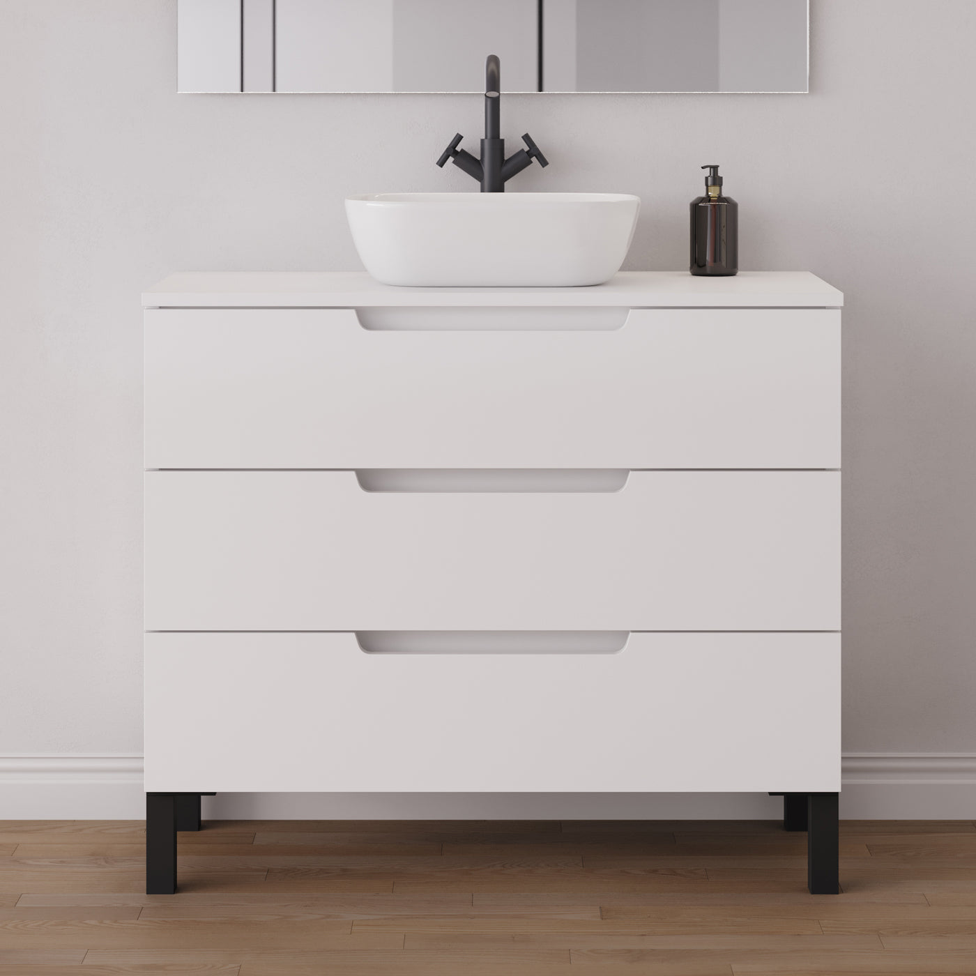 Meuble salle de bain RIZA 100cm blanc vasque zeus