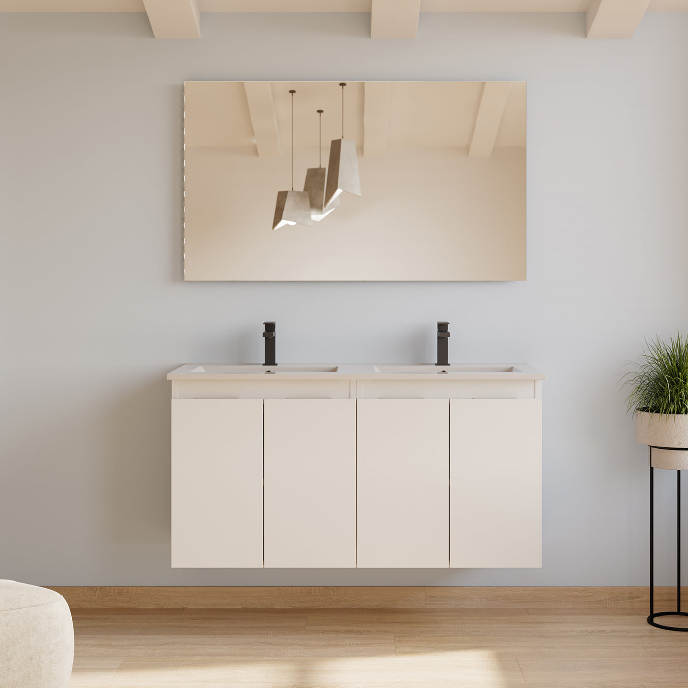 Meuble de salle de bain Rosie 120 cm blanc scene