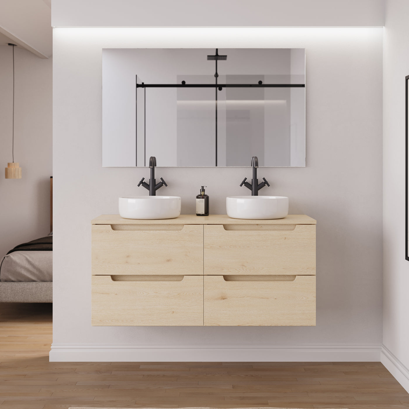 Ambiance Meuble salle de bain SONRIZA 120cm 4 tiroirs calima double vasque ares