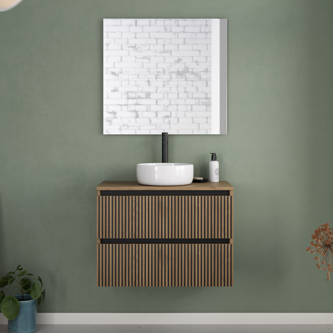 Meuble de salle de bain Veneria 60 70 cm nogal vasque ares
