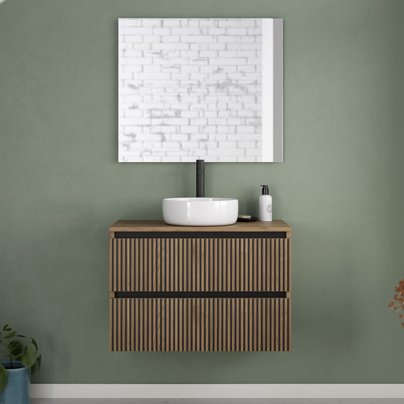 Meuble de salle de bain Veneria 80 cm nogal vasque ares