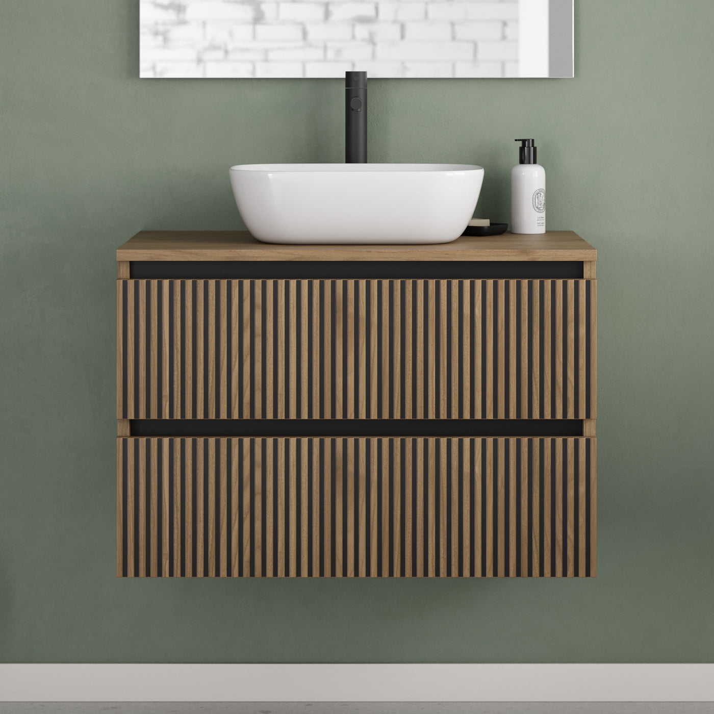 Meuble de salle de bain Veneria 80 cm nogal vasque zeus sans miroir 2