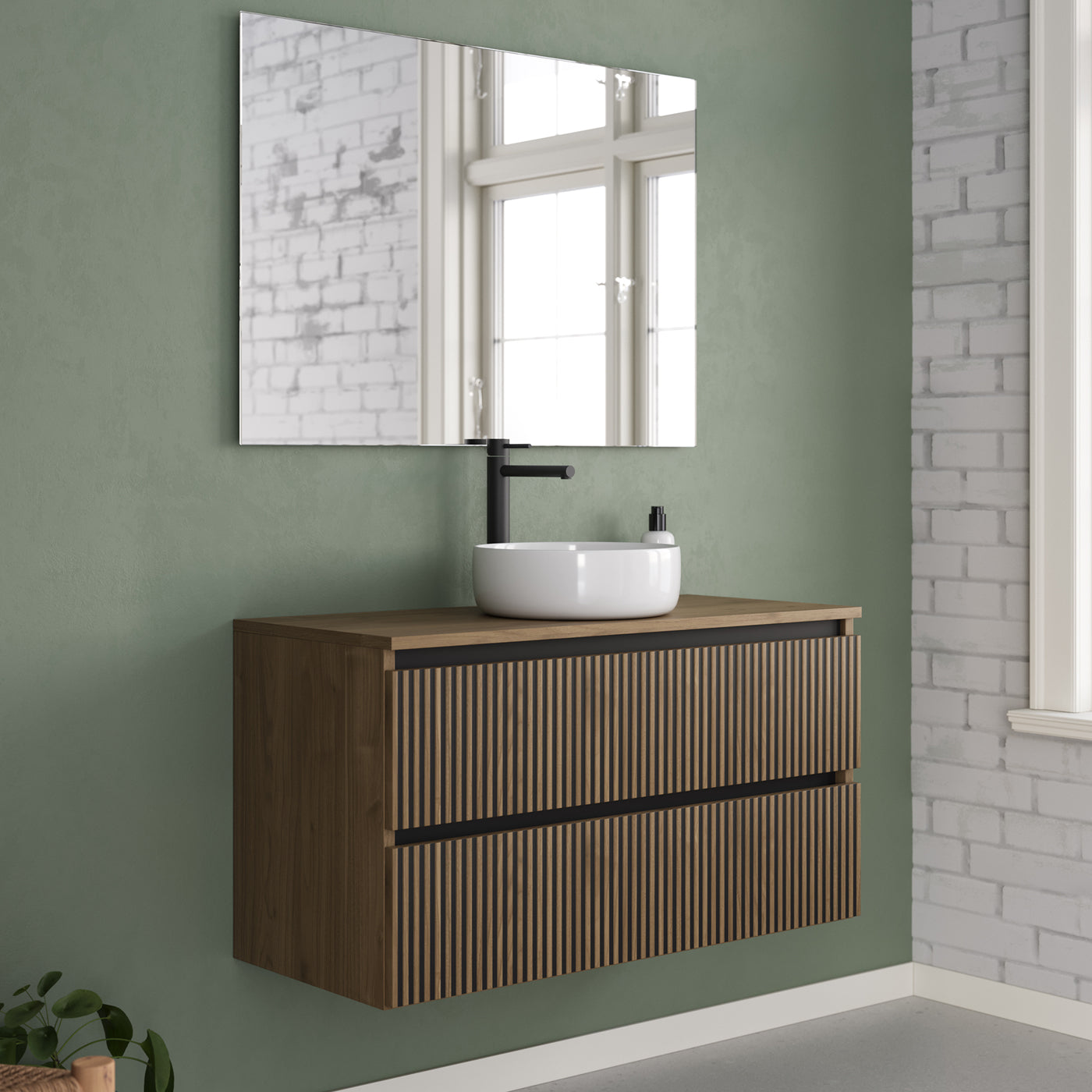 Meuble de salle de bain Veneria 90 100 cm vasque ares nogal