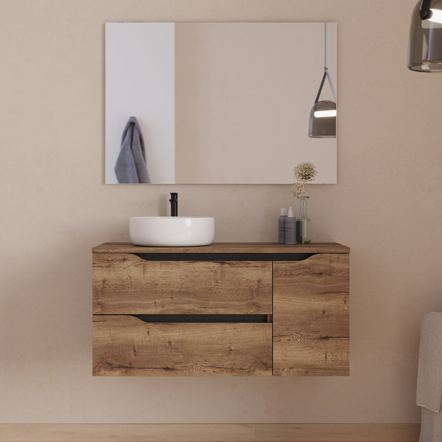 Meuble de salle de bain Zarza 100 cm vasque Ares tabaco