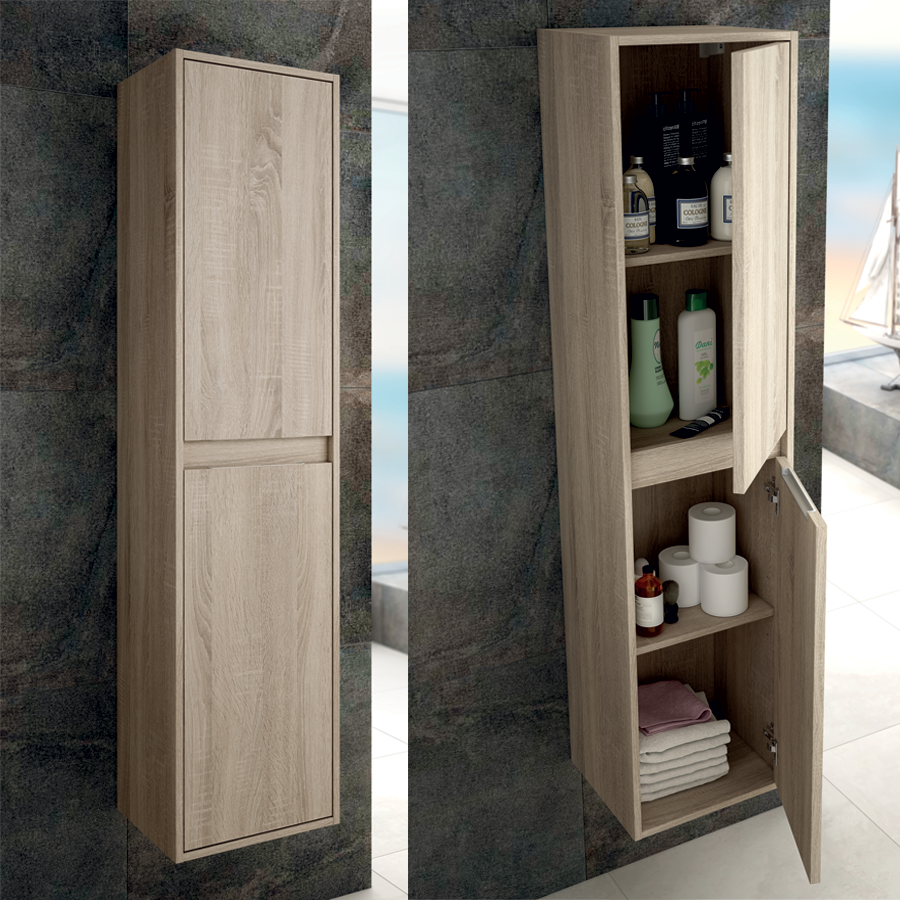 Ensemble meuble de salle de bain 120cm vasque déportée + colonne de rangement - OLYMPE