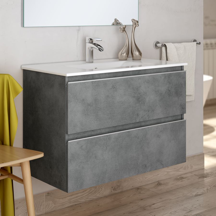 Meuble de salle de bain balea ciment sans miroir