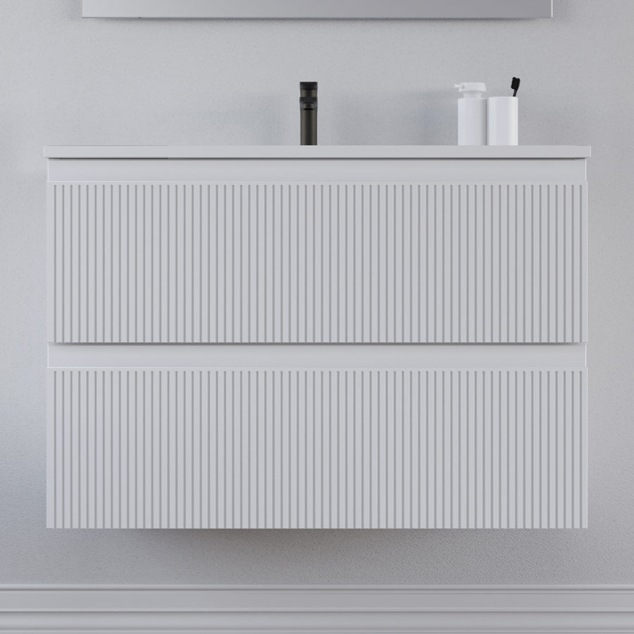 Meuble sous vasque seul, 2 tiroirs, 80cm, pour simple vasque - RIBERA