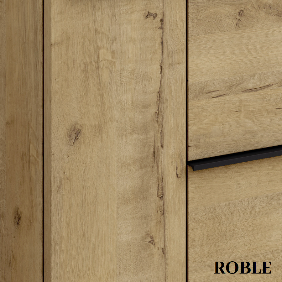 Meuble sous vasque seul, 2 tiroirs et 1 porte, 80cm, pour vasque déportée à gauche, roble (chêne clair) - KING