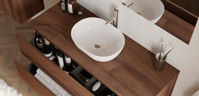 Instalación de lavabo sobre encimera