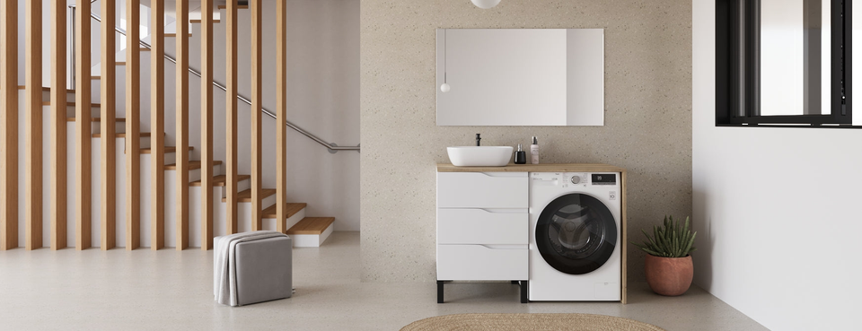 Meuble vasque emplacement lave linge