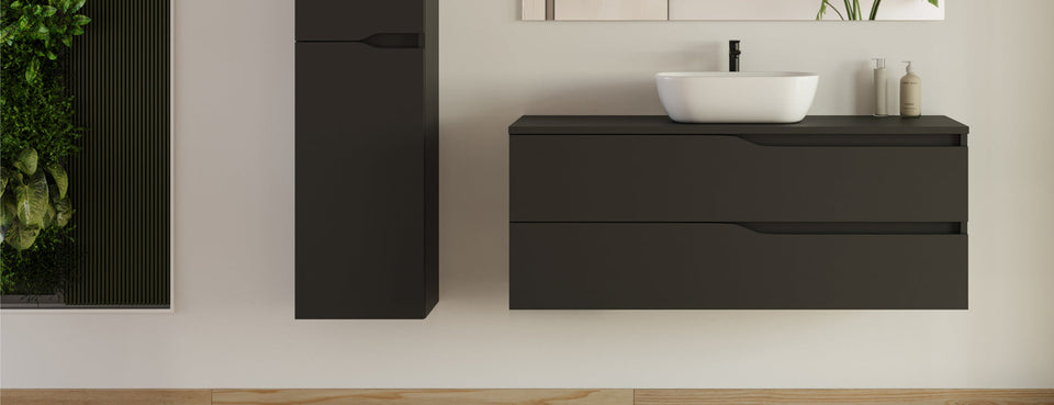 Meuble avec vasque à poser sans miroir