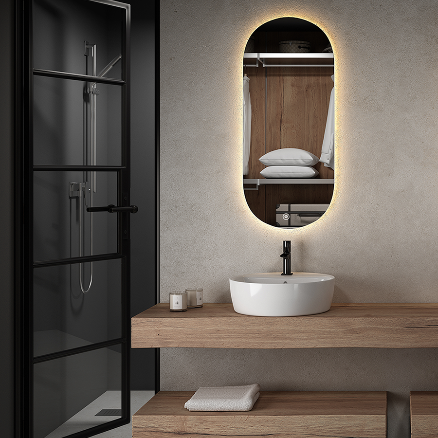 Miroir éclairage LED de salle de bain ARKADI avec interrupteur tactile 50x90cm