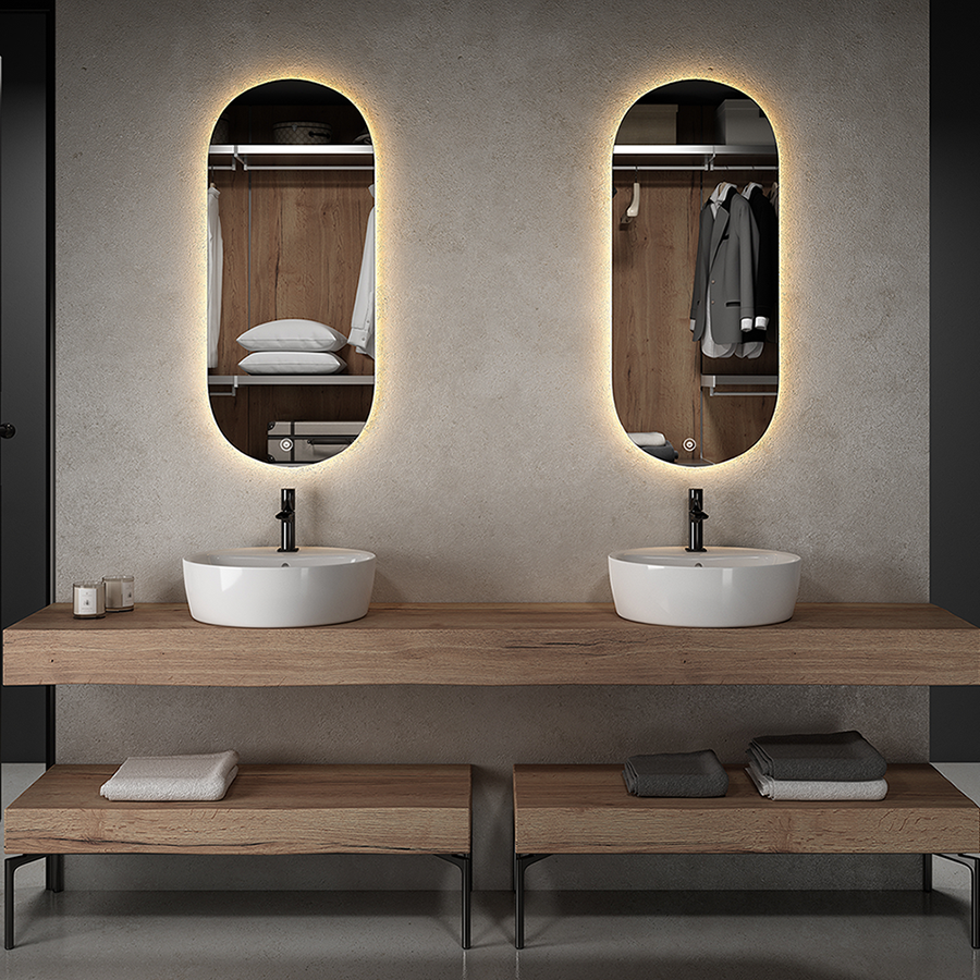 2 Miroirs éclairage LED de salle de bain ARKADI avec interrupteur tactile 50x90cm
