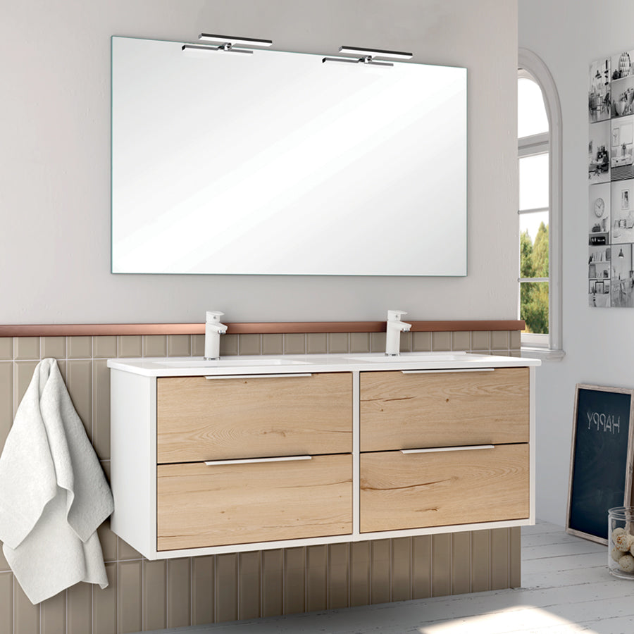 Meuble de salle de bain 120cm double vasque - 4 tiroirs - ALBA