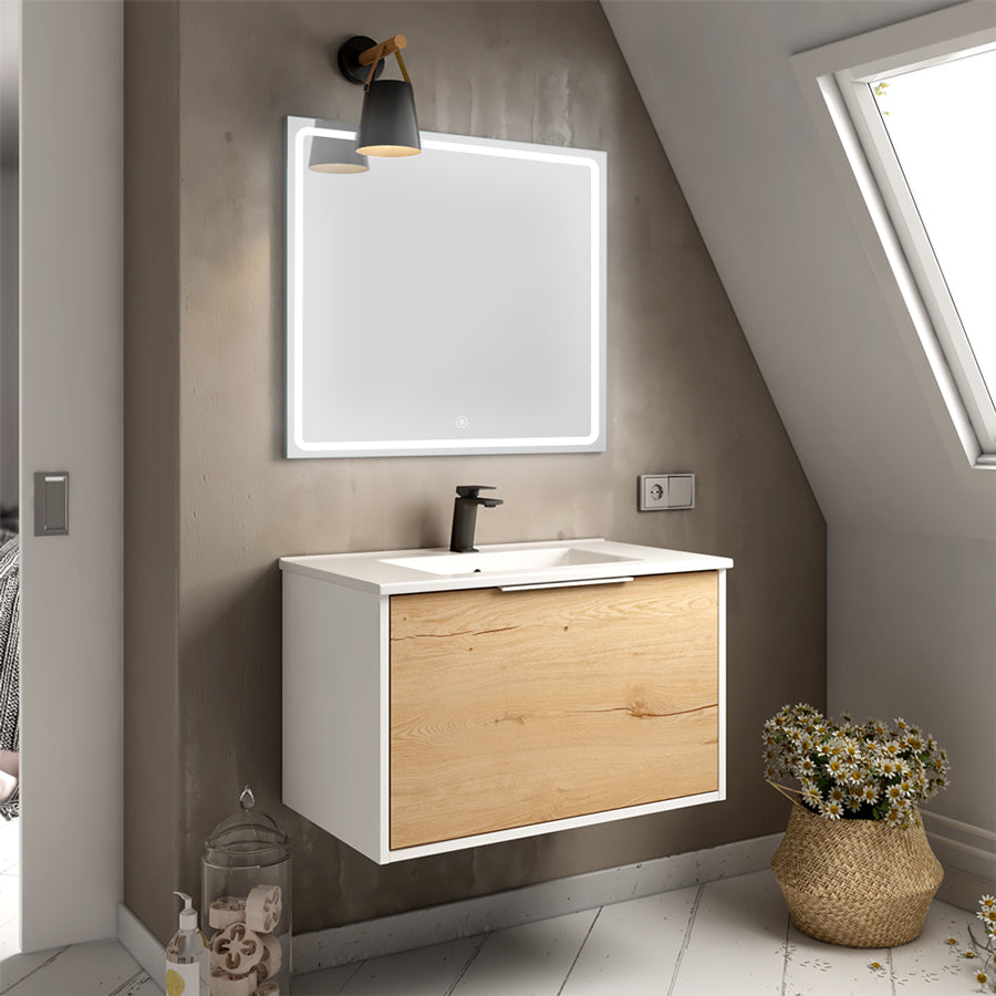 Meuble de salle de bain Alba 80 blanc 1 tiroir Veldi