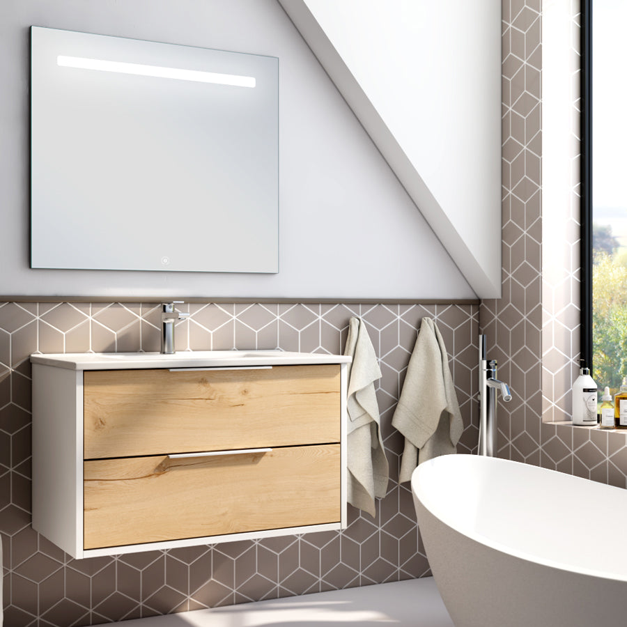 Meuble de salle de bain Alba 80 blanc 2 tiroirs Stam