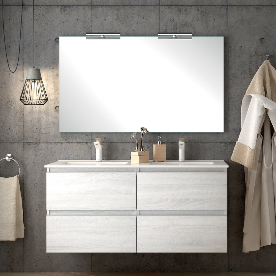 Meuble de salle de bain 140cm double vasque - 4 tiroirs - BALEA