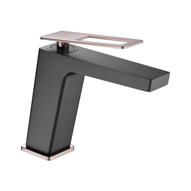 Mitigeur lavabo SUECIA - Noir et rose doré