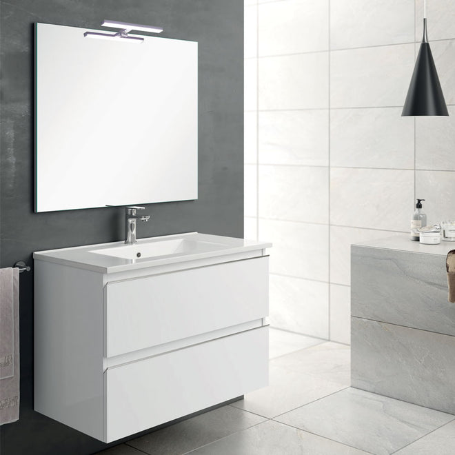 Meuble de salle de bain 80cm simple vasque - 2 tiroirs - BALEA