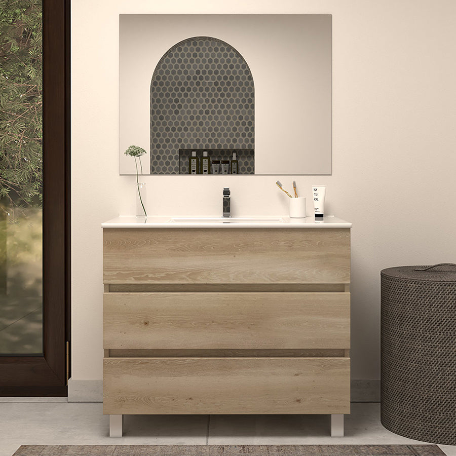 Meuble de salle de bain 70cm simple vasque - 3 tiroirs - MAYOR