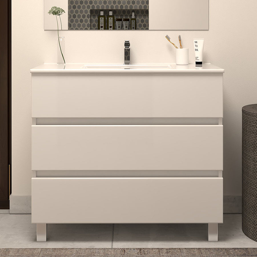 Meuble de salle de bain 70cm simple vasque - 3 tiroirs - MAYOR