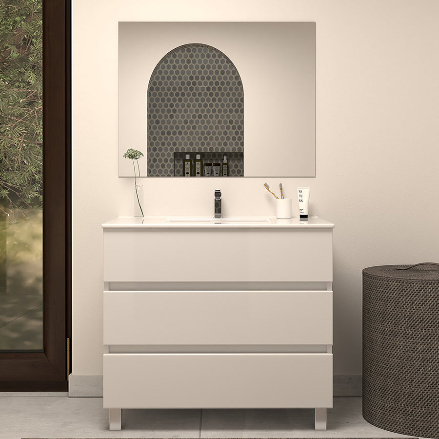 Meuble de salle de bain 70cm simple vasque - 3 tiroirs - MAYOR