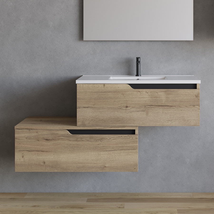 Meuble de salle de bain CADIX 120 cm miel plan vasque sans miroir