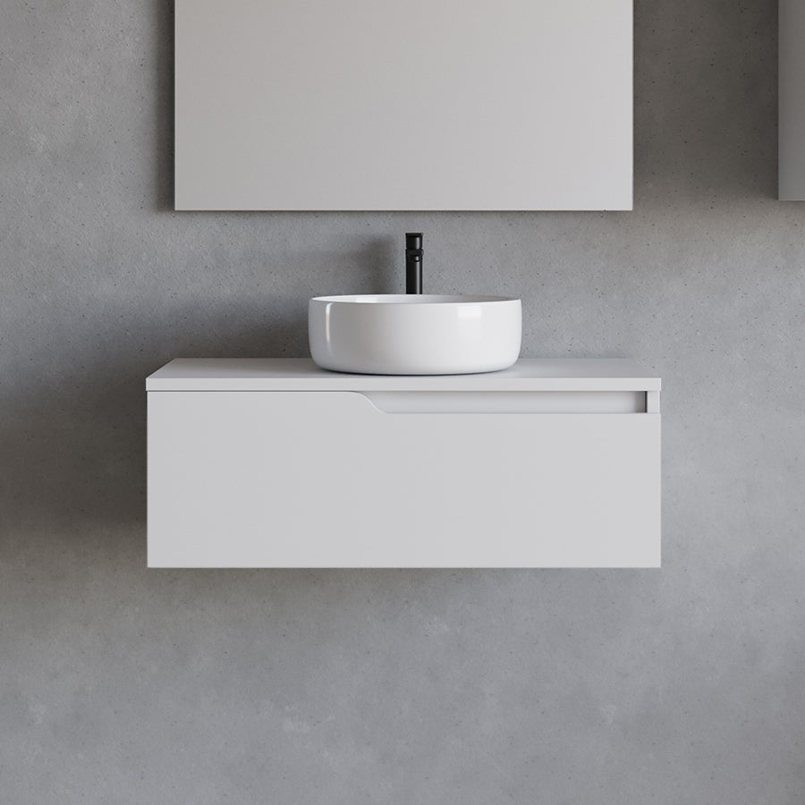 Meuble de salle de bain 80cm avec vasque à poser ronde - sans miroir - 1 tiroir - CADIX