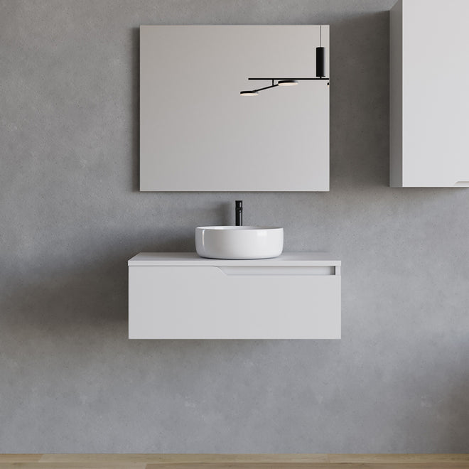 Meuble de salle de bain 80cm avec vasque à poser ronde - 1 tiroir - CADIX