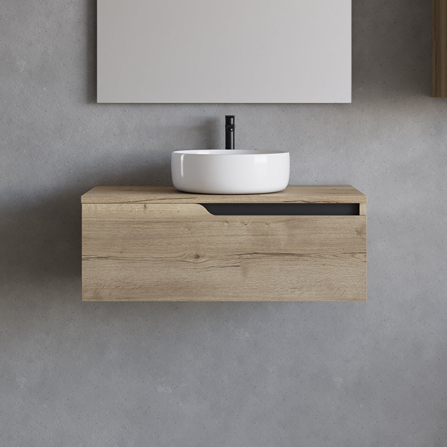 Meuble de salle de bain 80cm avec vasque à poser ronde - sans miroir - 1 tiroir - CADIX