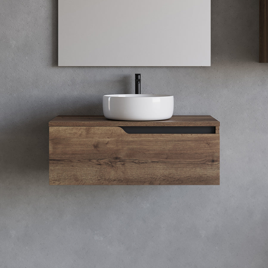 Meuble de salle de bain 80cm avec vasque à poser ronde - sans miroir - 1 tiroir - CADIX