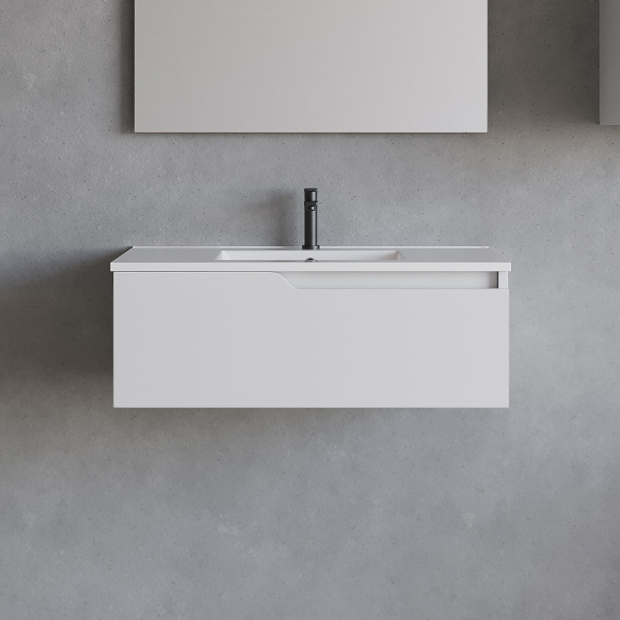 Meuble de salle de bain 80cm avec plan simple vasque - 1 tiroir - CADIX