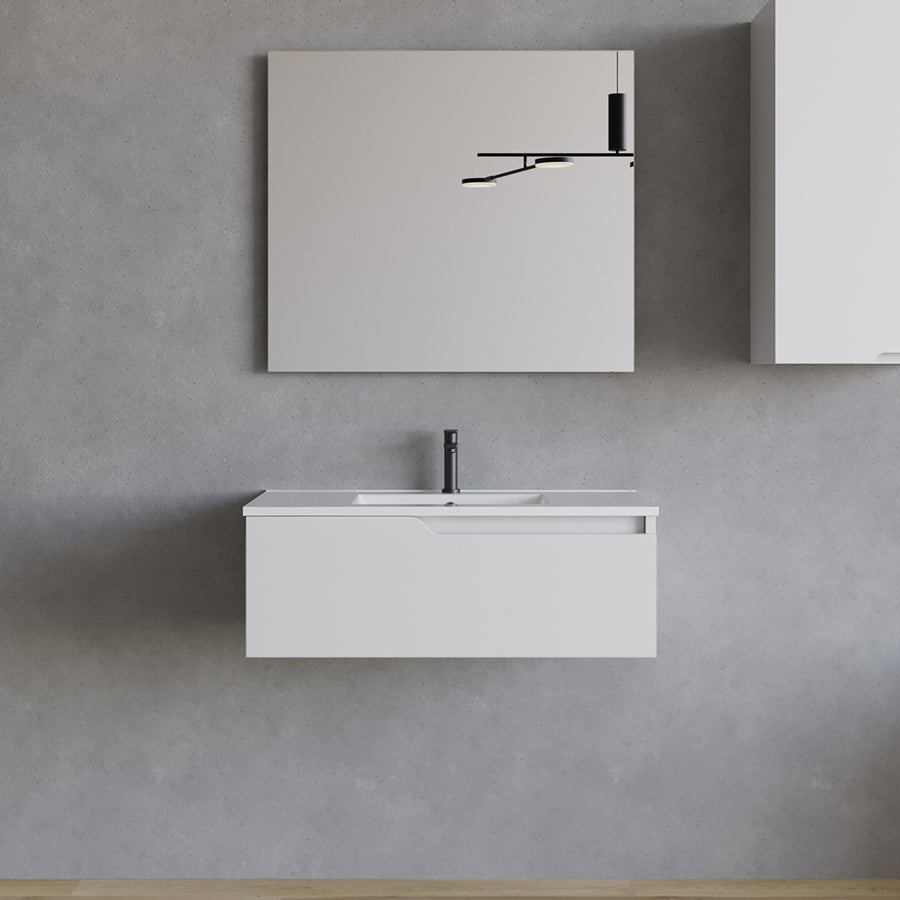Meuble de salle de bain 80cm avec plan simple vasque - 1 tiroir - CADIX
