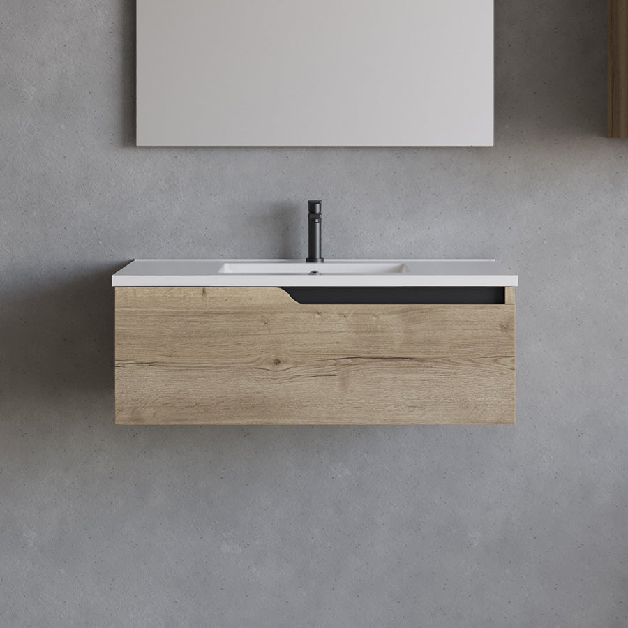 Meuble de salle de bain 80cm avec plan simple vasque - 1 tiroir - CADIX