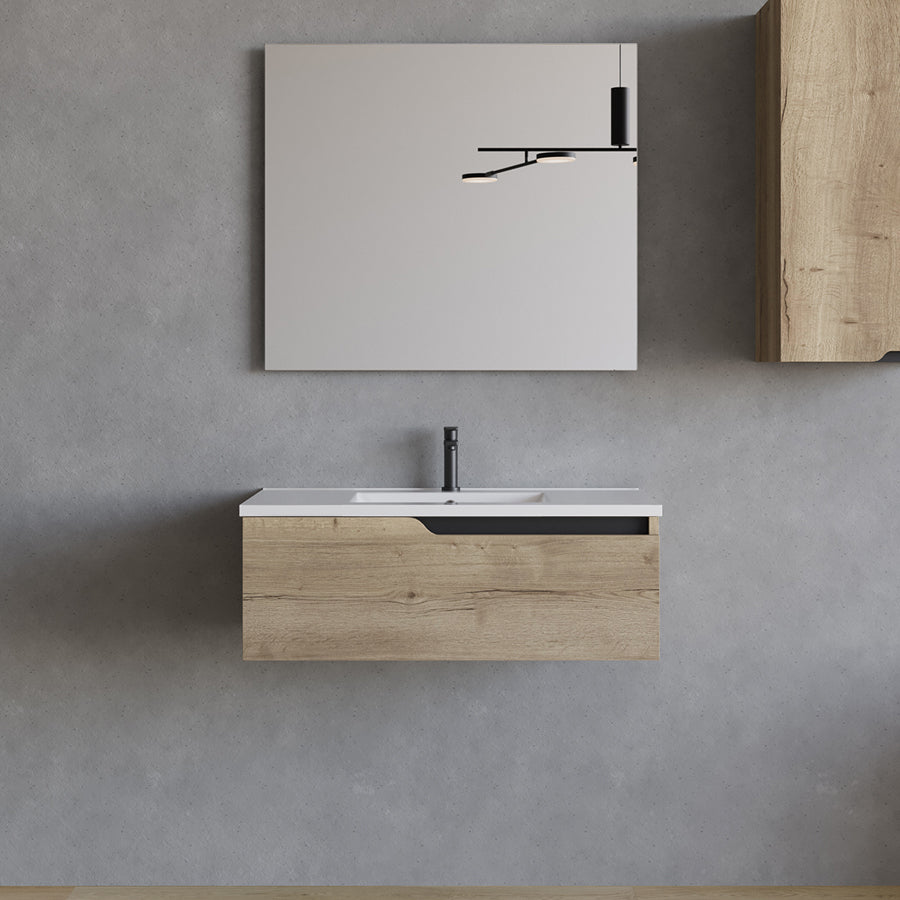 Meuble de salle de bain 80cm avec plan simple vasque - 1 tiroir - CADIX