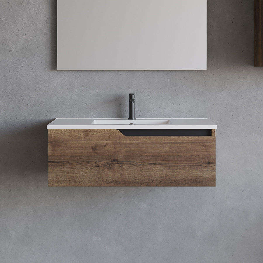 Meuble de salle de bain 80cm avec plan simple vasque - 1 tiroir - CADIX