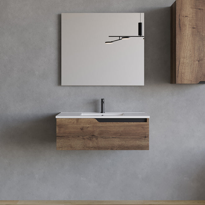 Meuble de salle de bain 80cm avec plan simple vasque - 1 tiroir - CADIX