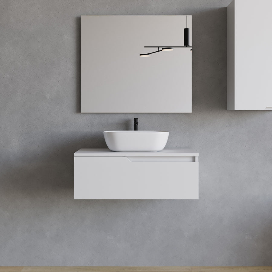 Meuble de salle de bain 80cm avec vasque à poser arrondie - 1 tiroir - CADIX